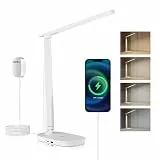 Honeywell Schreibtischlampe mit USB-Ladeanschluss – Sunturalux™ H2 dimmbare, augenschonende LED Tischlampe für Erwachsene, faltbare, tragbare Tischlampe für das Homeoffice, Schlafzimmer, Lesen, Weiß
