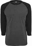 Urban Classics Herren Contrast 3/4 Sleeve Raglan Tee T Shirt, Cha/Blk, XL EU