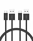 Belkin 2er-Pack geflochtenes USB-A auf USB-C Ladekabel, 1,5 m, 15W, biegsames, flexibles Schnellladekabel, USB-C kabel für iPhone 16 und 15, Galaxy S25, Pixel 9, iPad Pro usw. – Schwarz
