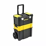 STANLEY Essential Rollende Werkstatt (3-in-1 stapelbare Boxen, leerer Werkzeugkasten, belastbar bis zu 20kg, mit Metallverschlüsse, Organizer für Kleinteile im Deckel) STST1-80151