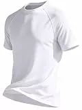 YuKaiChen Herren UV-Schutz Badeshirt Herren Schwimmshirt Schnelltrocknend Atmungsaktiv Sonnenschutz Shirt Rashguard Shirt mit UPF 50+ für Wassersport Größe XL Weiß