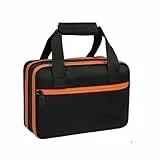ComfyHarbor Für WOLFBOX MF100 Spannungsprüfer Aufbewahrungstasche, doppellagige Werkzeugtasche mit elastischen Bändern, wasserabweisender Polyester-Organizer für Elektrowerkzeuge, schwarz, 26,7 x 12 x
