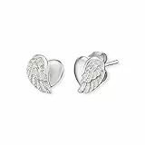 Engelsrufer Damen Ohrstecker Herzflügel Bicolor aus Sterling Silber, Zirkonia Steine, Steckverschluss, nickelfrei, Allergiker freundlich