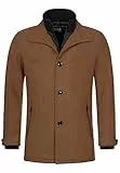 Indicode Herren Brittany Kurzmantel mit Stehkragen | Herrenmantel Wollmantel Mantel Männer Camel, L