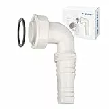 tecuro Geräteanschlusstülle 90° gewinkelt 1 Zoll ÜWM, inkl. Dichtung, für 19-23 mm Schläuche oder 3/4' AG für Gewindeanschluss, Spülensiphon