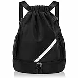 flintronic Mode Sport Rucksäcke, Turnbeutel, Große Kapazität Kordelzug Sporttasche, Turntasche mit Schuhfach & Wasserflaschen-Netztaschen, Gymsack Wasserfest Sporttasche, für Erwachsener Jugend