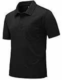 Rdruko Poloshirt Herren Kurzarm mit Brusttasche Polohemd T-Shirts Sommer Golf Polo Shirt Slim Fit für Männer-Schwarz L