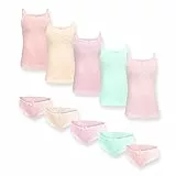 SAMILY Mädchen Unterhosen Unterhemd Set 10er Pack Boxershorts Spaghettiträger Unterwäsche Baumwolle (Mehrfarbig-3-, 98-104)