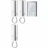 Schneider Electric Ritto Türsprechanlage, Entravox, Komplettset für 3-Familienhaus, Gegensprechanlage mit Beleuchtung und Klingeltasten, Silber/Weiss, Artikelnummer 1841320