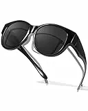 LVIOE Sonnenbrille für brillenträger Damen Runde Fit-over Überbrille mit UV-Schutz