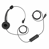 Vikye Comfort-Fit-Headset für den Kundenservice, Schnurgebundenes Einohr-Headset mit Flexiblem Mikrofon mit Geräuschunterdrückung und Lautstärkeregelung, Mikrofonstummschaltung