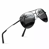 wearPro Sonnenbrille-Herren-Damen-Polarisiert Premium Metallrahmen Sonnenbrillen Unisex mit UV400 Schutz Vintage Schwarz Fahrerbrille (1-Schwarzer Rahmen/Schwarze Linsen)