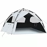 Glymnis Strandmuschel Quick Up Strandzelt Automatisches Strand Zelt UV-Schutz 50+ Windschutz kleines Packmaß Blau Strandzelt für 4 bis 6 Personen