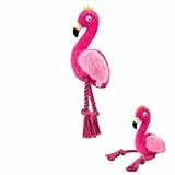 TONYFY Flamingo Knot Quietschendes Hundespielzeug mit Knisterpapier für kleine und Mittelgroße Hunde, Plüsch-Kauspielzeug für Welpen zum Kuscheln, Zusammenrollen und Schmusen – Rot