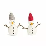 Én Gry & SIF Schneemann zum Hinstellen aus Filz, Weihnachtsdeko, Hand-Made & fair-Trade | 2er Set rot, grau 12cm