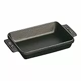 STAUB Ofenform/Servierplatte/Auflaufform, rechteckig mit 2 Griffen, 15x11 cm, 0,25 L, Gusseisen, Für alle Herdarten inkl. Induktion & Backofen, Schwarz