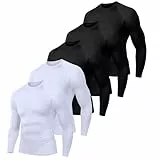 Holure 5er Pack Herren Kompression Tops Langarm Herren Running Tops Schnell trocknend unten Tops für Gym Workouts Schwarz/Schwarz/Schwarz/Weiß/Weiß/-M