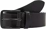 Calvin Klein Herren Gürtel Classic Flat Belt aus Leder, Schwarz (Black/Allover Print), 90 cm