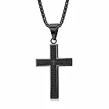 MERTTURM Kreuz Halskette für Herren, Schmuck Edelstahl, Kreuz Anhänger mit 60cm Kette, Farbe Schwarz(lichtecht & schweißfest)