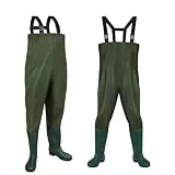 SWANEW Wathose Anglerhose Hose 70D Nylon Composite PVC Teichhose, mit rutschfesten Gummistiefeln, Hochwasserhose, geeignet für Baustellen, Angeln, Bauernhöfe, Gärten (L 42/43)