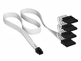 Corsair Elite Premium Typ 5 Einzeln Ummantelten SATA (4 Anschlüsse) Netzteil-Stromkabel – Dreilagiges Mesh-Paracord-Design, Kompatibel Netzteilen mit Typ-5-Kabeln – Weiß