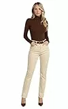 ESRA Damen Hose Straight Leg Hose High-Waist Damen Regular Stretch Stoffhose Business-Hose bis Übergröße Große Größe T101