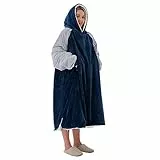 Winthome Hoodie Decke Doppelte Wärme, Kuschelpullover Damen Warm Weich,Hoodie mit Tasche und Kapuze, Deckenpullover Sherpa für Erwachsene Damen Herren Geschenk, Deckenpulli Oversize, Heizkosten Sparen