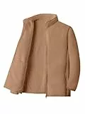 Tincini Fleecejacke Herren Fleecepullover Gefütterte Freizeit Sweatshirt Teddyjacke Outdoor Warm Dickes Herbst Winterjacke mit Reißverschluss und Stehkragen(Khaki,XXL)
