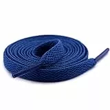 Knixmax Schnürsenkel Flach 9mm Breit Ersatz Schuhbänder Reißfes für Sneaker, Sportschuhe, Laufschuhe, Turnschuhe Blau 150cm