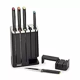 Joseph Joseph Elevate Knives SlimBlock 5-teiliges Messerset mit abnehmbarem Messerschleifer - Schwarz