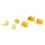 siku 7070, 6-teiliges Frontlader Zubehör-Set, 1:32, Gelb, Passend für alle SIKU Traktoren mit Frontlader im Maßstab 1:32