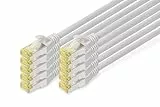 DIGITUS LAN Kabel Cat 6A - 0,5m - 10 Stück - RJ45 Netzwerkkabel - S/FTP Geschirmt - Kompatibel zu Cat-7 - Grau