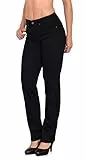 ESRA Schwarze Jeans Damen Straight Schwarze Hose Damen Jeans Stretch - Premium Baumwoll Jeans Damen High Waist Jeanshose bis Übergröße G6