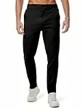 JMIERR Herren Hose Chino Cargo Hose Jogginghose Herren Baumwolle Casual Cargohose Männer Hosen Elastische Taille mit Taschen Schwarz, L