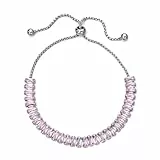 GILIEYER Tennisarmband für Frauen, Edelstahl Cubic Zirkonia Tennis Armband Damen Gold Silber Verstellbarer Armbänder Glitzer Armband Stapel Tennisarmband Schmuck Geschenk für Mama (Rosa-Silber)