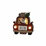 Konstsmide LED Holzsilhouette 'Santa im Auto' mit Datumswürfeln, rot, 6H Timer, 3 warm weiße Dioden, batteriebetrieben, Innen, 2 x AAA 1.5V (exkl.) - 3272-550