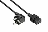 kabelmeister Netzkabel Schutzkontakt-Stecker Typ E+F (90° gewinkelt) an Kaltgeräte-Buchse C19- schwarz - 1,00mm² - 1m