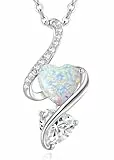 LOUISA SECRET Frauen Opal Halskette Infinity Double-Heart Halskette 925 Sterling Silber Kette Damen Brithday Schmuck Geschenk Valentinstag Weihnachtstag