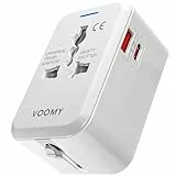 VOOMY Für über 150 Länder Reisestecker mit Schnellladegerät, Travel Adapter mit USB ladegerät und USB C ladegerät, Camping zubehör mit Quick Charging 3.0, Stecker und 20W Ladegerät