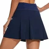 M MOTEEPI Tennisrock Skort Damen Hosenrock Damen Kurz Faltenrock Rock mit Hose Drunter Tennis Rock Skirt Wanderrock Damen mit Innenhose mit Taschen Hohe Taille Sommer 16' Sportrock Marineblau M