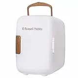 Russell Hobbs RH4CLR1001SCW Mini Tragbarer Kühler und Dosenwärmer für Getränke, Kosmetik, Make-up, Hautpflege, AC/DC Stromversorgung, Scandi-Stil, Weiß & Holz Effekt, für