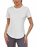 Migcaput Damen T-Shirt Kurzarm Sport Laufshirts Sportshirt Fitness Leichtes Yoga Activewear Atmungsaktiv Schnelltrocknendes Gym Shortsleeve Rundhalsausschnitt Oberteile