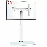 AOKCOS TV Ständer Bodenständer Höhe 1350mm für 32-55 65 70 Zoll Fernseher, Neigbar & Schwenkbar & Höhenverstellbar Fernsehständer, Universal TV Standfüße Standfuss Max VESA 400x400mm 40KG (Weiß)