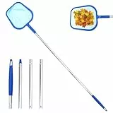 KFETFE Kescher Teich, Kescher Pool mit Teleskopstange, 161cm Lang Poolkescher Feinmaschig, Teichkescher Feinmaschig, Kescher Fein, Bodenkescher, Laubkescher Pool