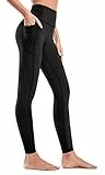 Flatik Sport Leggings Damen mit Taschen， Blickdicht leggingsjogginghose Damen Fitnesshose Laufende Leggings M