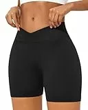 DDOBB Radlerhose Damen Gym Shorts V Cross Bauchweg Kurz Leggings Yoga High Waist Sporthose Scrunch Butt Nahtlos Sommer Hose für Fitness Alltag
