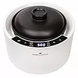 KeMar Reiskocher 2,5l mit Keramiktopf - Topf besteht vollständig aus Keramik (Donabe, Tonkeramik, Tontopf, Keramiktopf) - Weiß, 900W - Schongarer, Dampfgarer, Warmhaltefunktion (KCC-280)