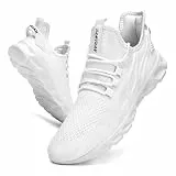 VGPSFN Herren Laufschuhe Sneakers Schuhe Sportschuhe Turnschuhe Straßenlaufschuhe Joggen Tennis Walkingschuhe Slip on Wandern Leichte Atmungsaktive Freizeit Lauftraining Gym Sport Weiß EU 43