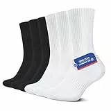 YouShow 6 Paar Sportsocken Herren Damen Classic Schwarz Weiß Cushioned Crew Socken Tennissocken 43-46