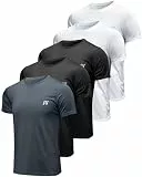 MEETYOO 5er Pack Herren Sportshirt Kurzarm - Atmungsaktives Mesh Funktionsshirt Herren für Laufen, Fitness & Training, Schnelltrocknend und Leicht